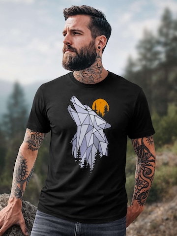 Neverless Shirt 'Polygon Wolf' in Black