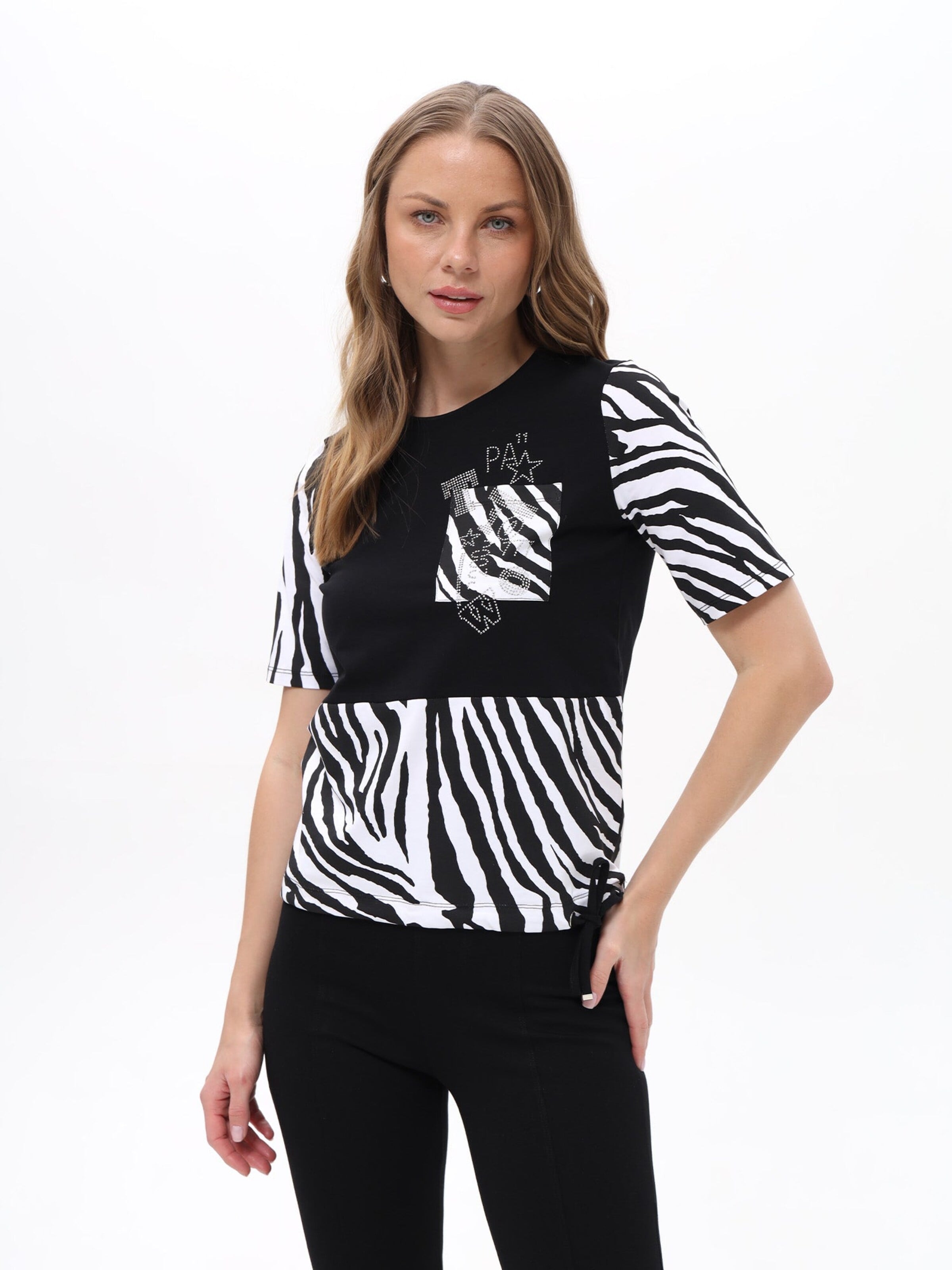 Passioni Shirt 'T-Shirt mit Zebra-Print' in Black: front