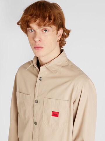 HUGO Red Comfort fit Button Up Shirt 'Erato' in Beige