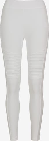Urban Classics Skinny Leggings in White: front