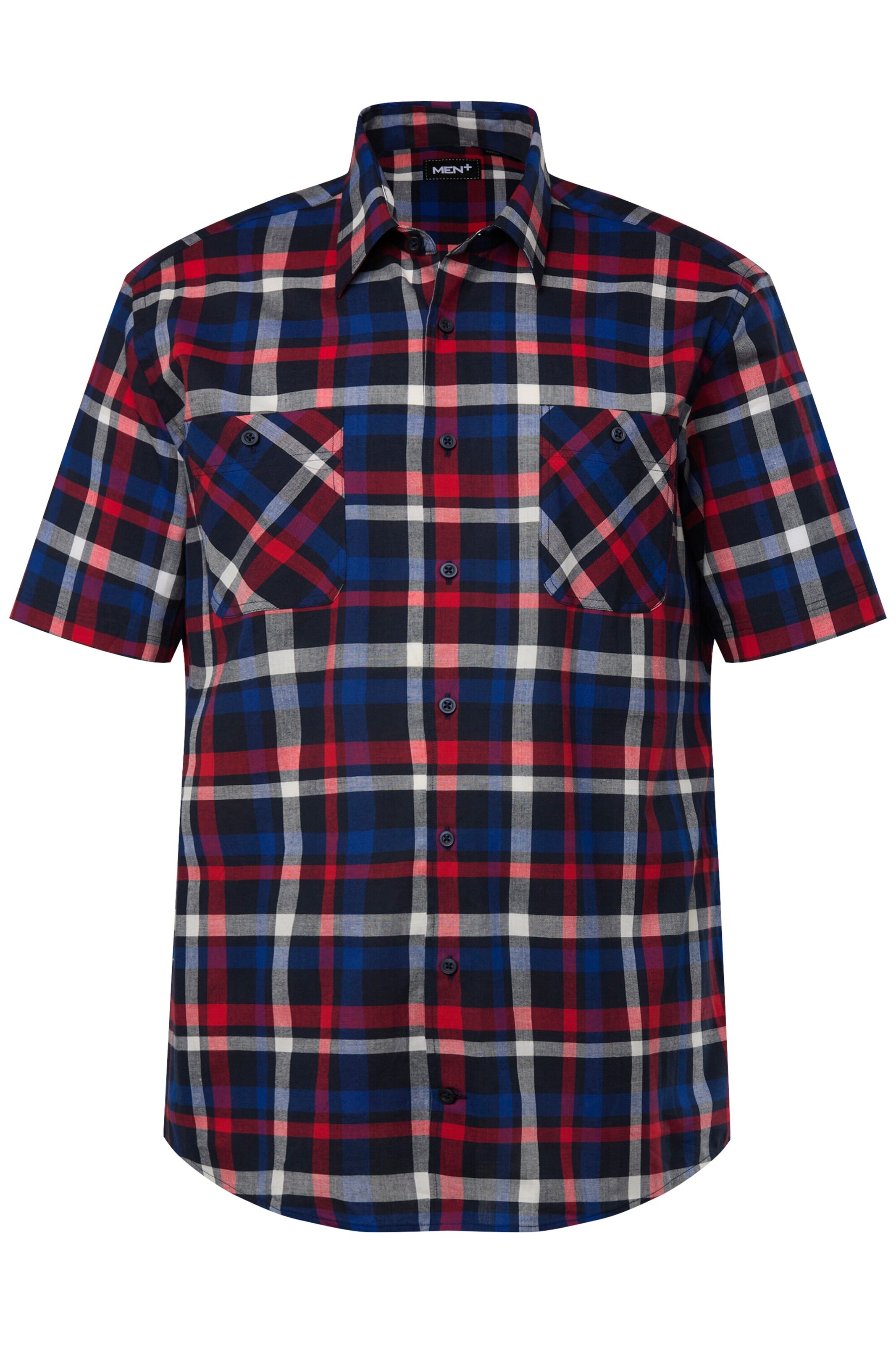 Men Plus Comfort fit Overhemd in Zwart: voorkant