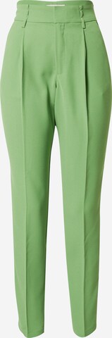 Cream Regular Pleat-Front Pants 'Saga' in Green: front