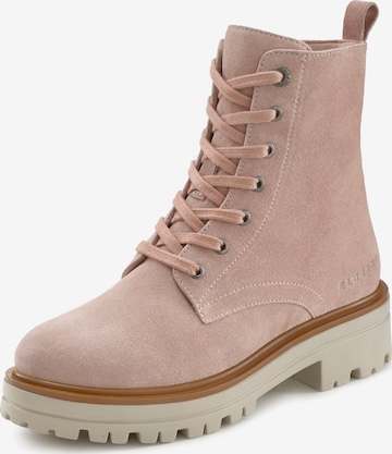 Elbsand Lace-Up Ankle Boots in Pink: front