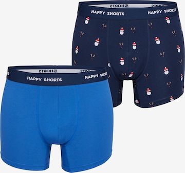 Happy Shorts Boxershorts 'Xmas' in Blauw: voorkant