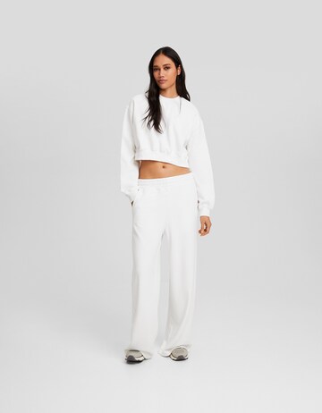 Wide Leg Pantalon Bershka en blanc