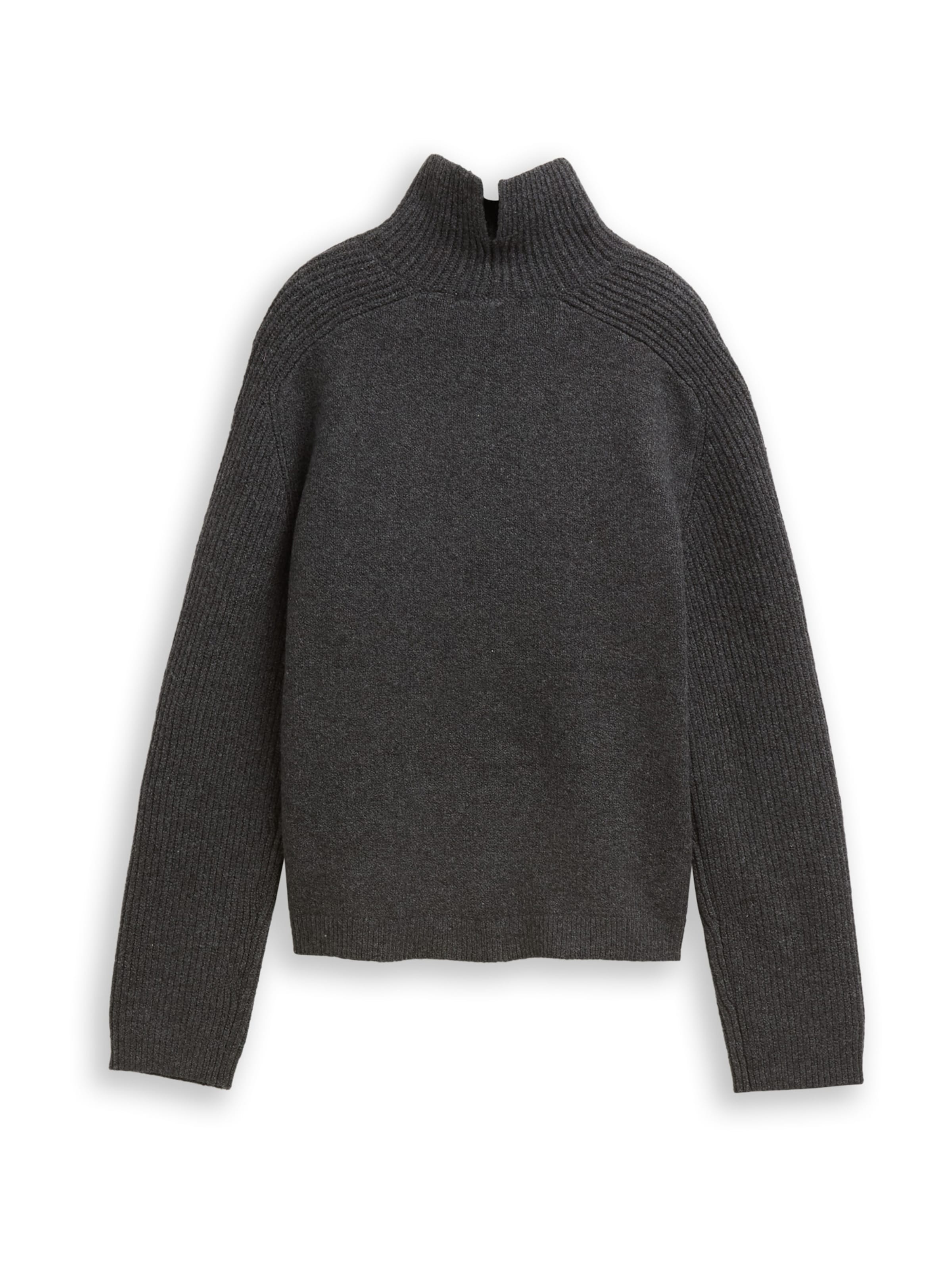 TOM TAILOR DENIM Пуловер в сиво: отпред