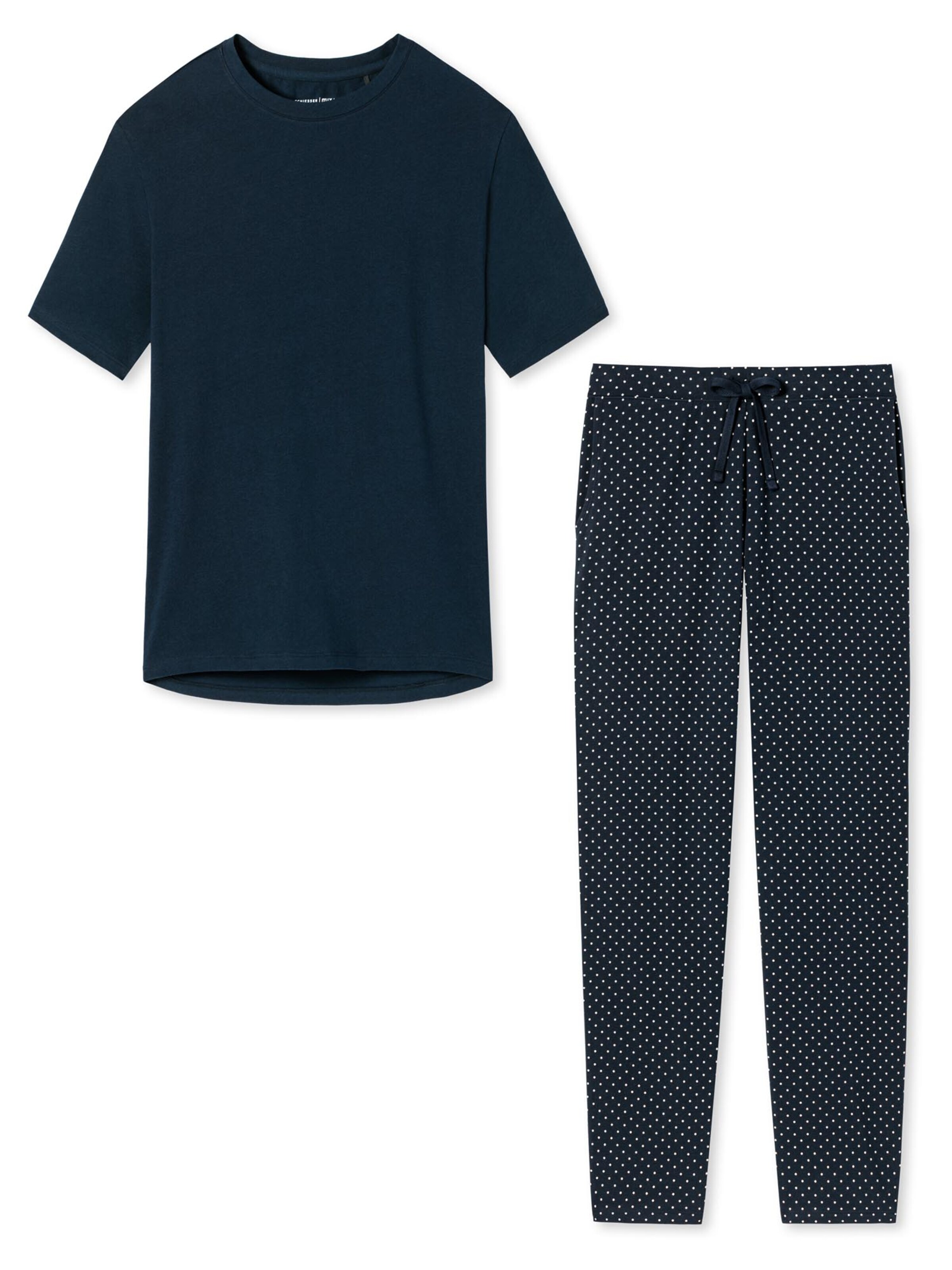SCHIESSER Pajama 'Cotton' in Blue: front