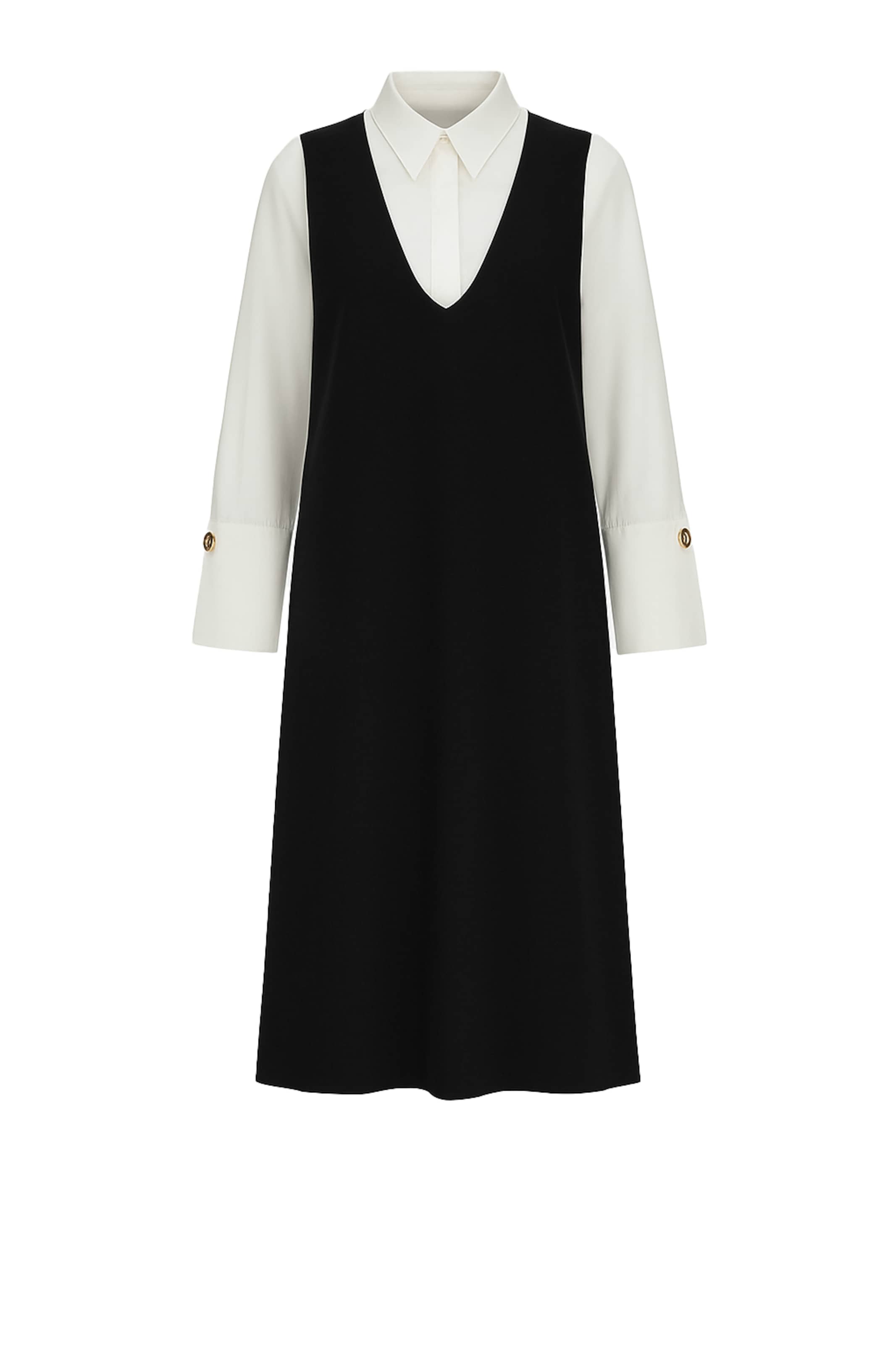 Touche Prive Robe-chemise en noir / blanc, Vue avec produit