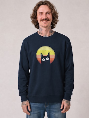 Watapparel Sweatshirt 'Sunset Cat' in Blauw: voorkant