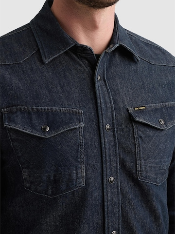 PME Legend Regular Fit Skjorte 'Denim shirt with button closure and badge' i blå
