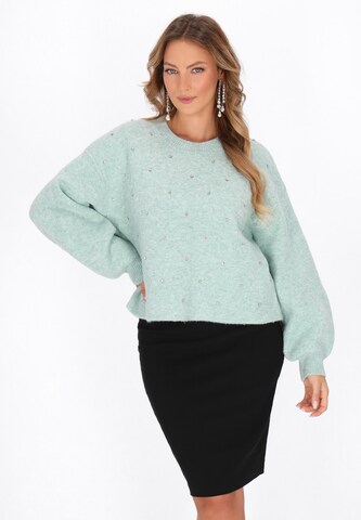 Pull-over faina en vert : devant