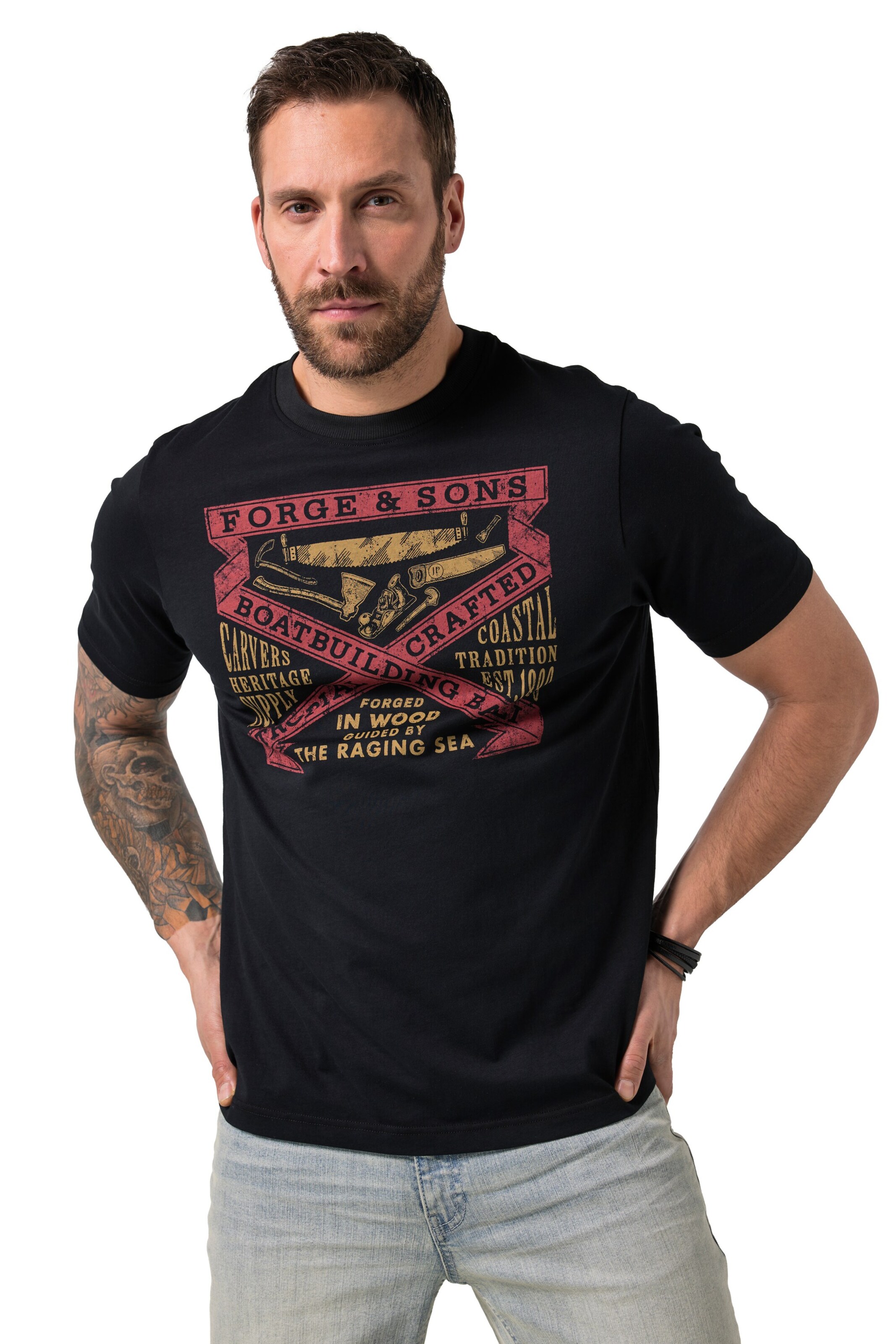 JP1880 Shirt in Zwart: voorkant