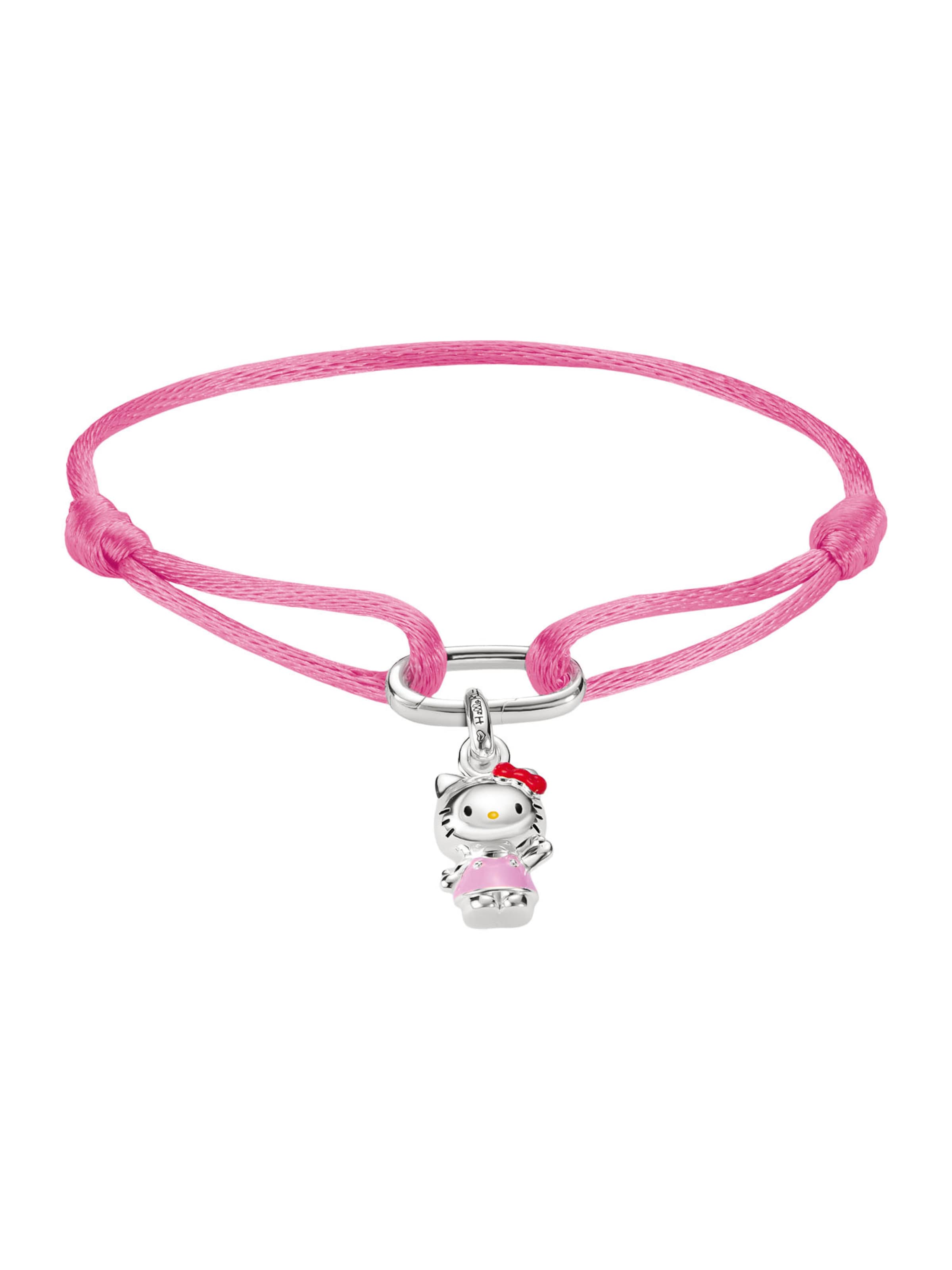 Thomas Sabo Hello Kitty Textilarmband mit Charm – Connect in Pink: Vorderseite