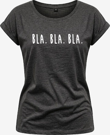 MAKAYA Shirt 'Bla Bla Bla' in Grey: front