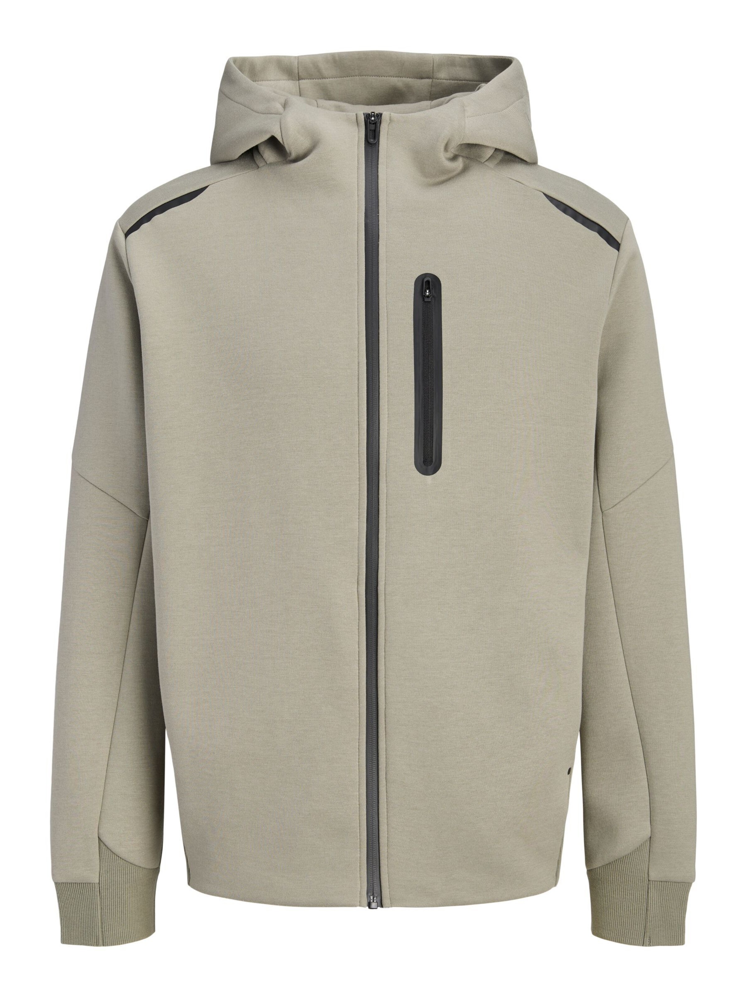 JACK & JONES Sweatjakke 'JCOFusion' i L i greige / sort, Produktvisning
