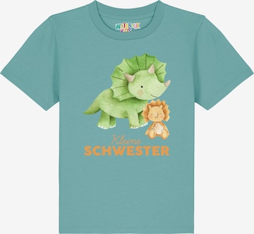watabout.kids T-Shirt 'Dinosaurier 07 Kleine Schwester' in Blau: Vorderseite