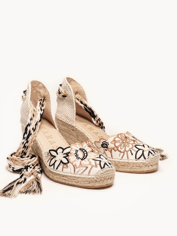 Alhamas Sandaal 'Alpargata Cuña 7 cm' in Beige