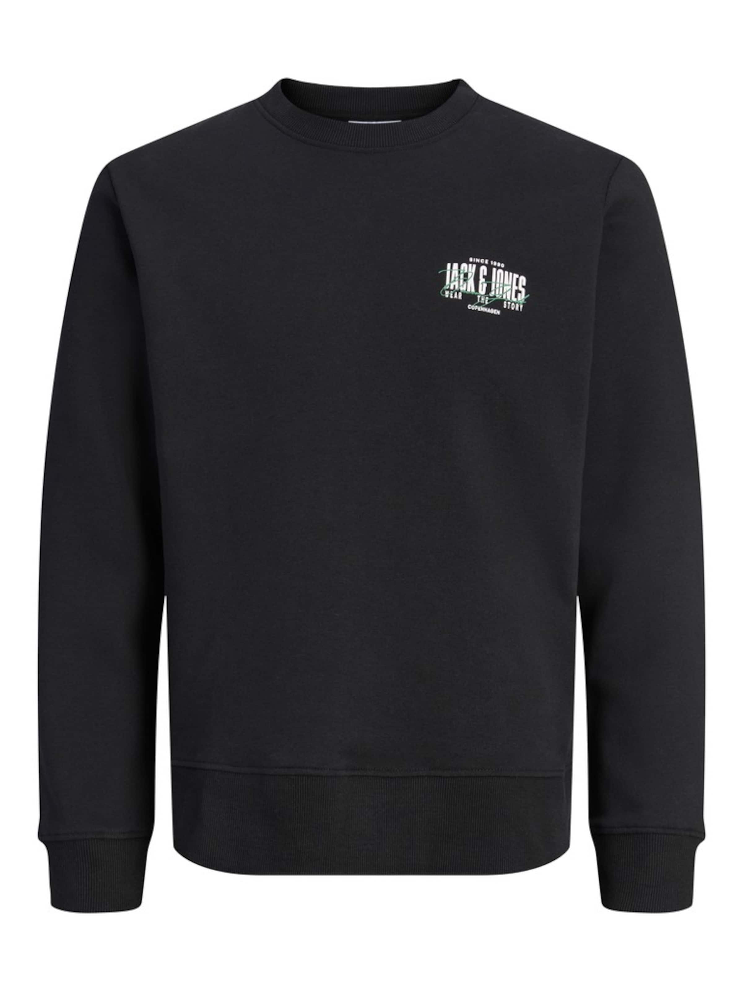 JACK & JONESSweater majica 'JJAERO' - crna boja: prednji dio
