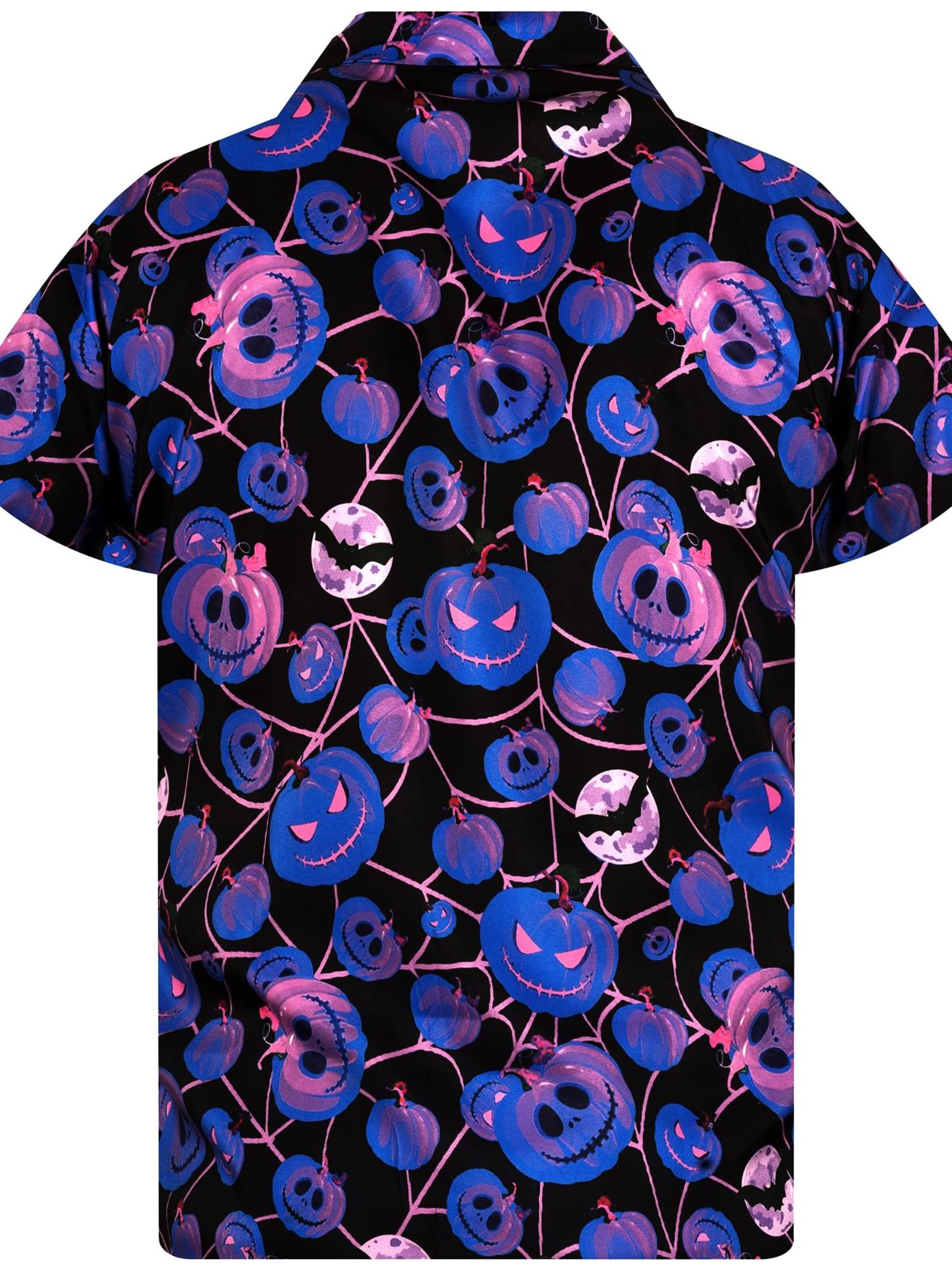 King Kameha Shirt 'Helloween Pumpkin Web' in Blue