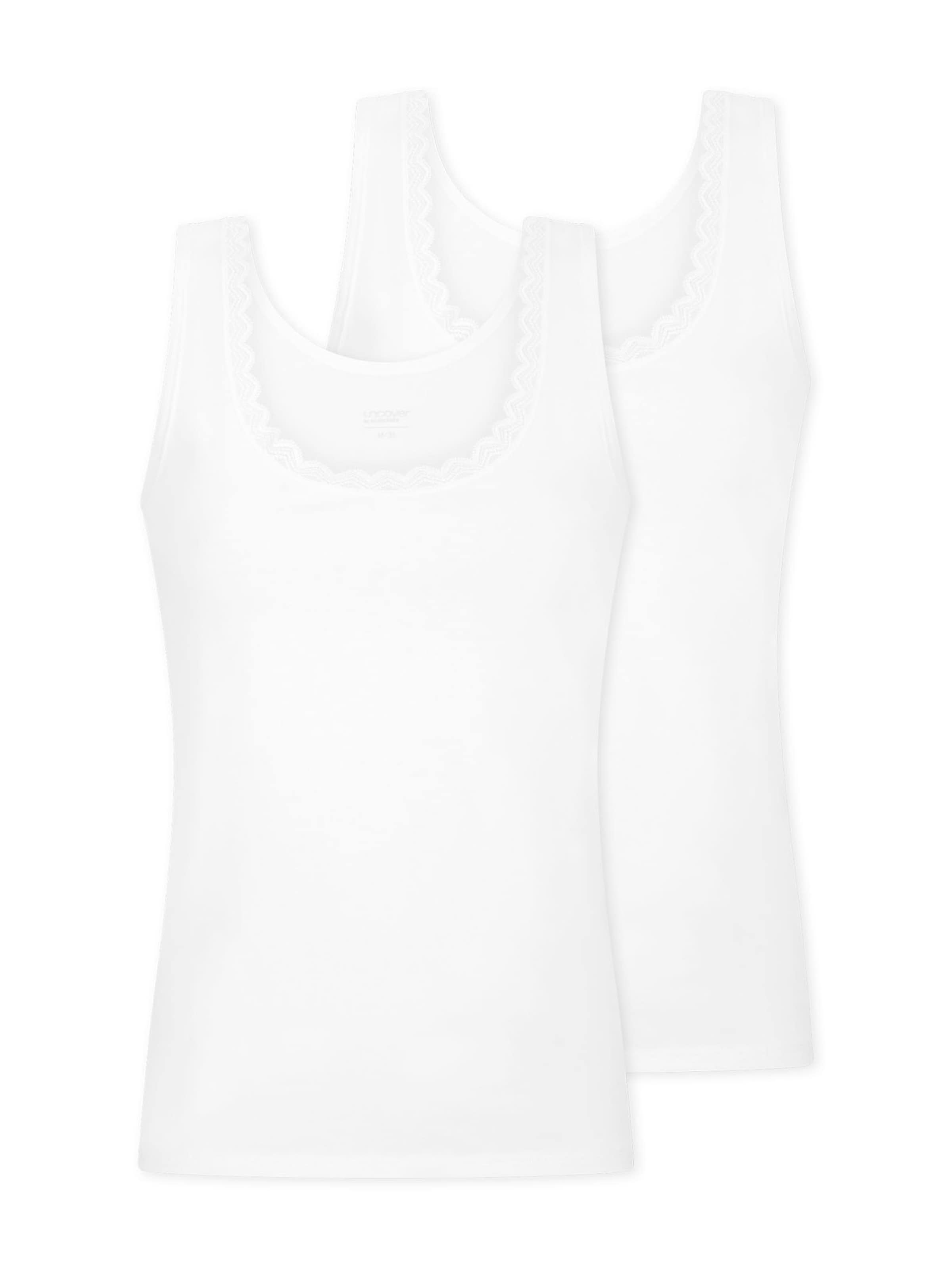 Maillot de corps ' Cotton Lace ' uncover by SCHIESSER en blanc : devant
