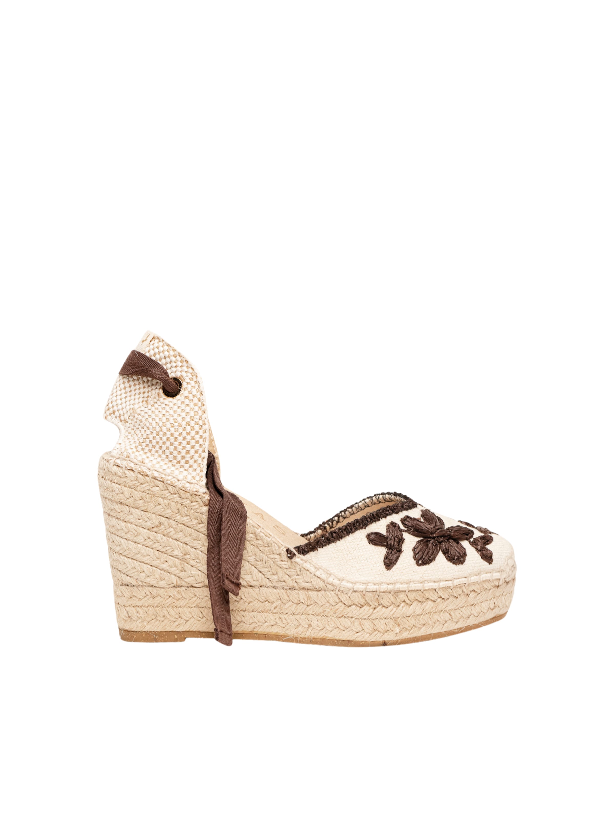 Sandalo 'Alpargata Cuña 10 cm' di Alhamas in beige: frontale