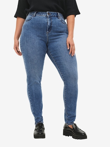 Skinny Jeans 'Amy' de la Zizzi pe albastru: față