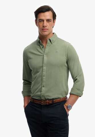 Fit confort Chemise 'Vintage Destroy' Superdry & Co en vert : devant