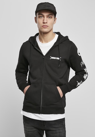 Mister Tee Zip-Up Hoodie 'Linkin Park Anniversary' in Black: front