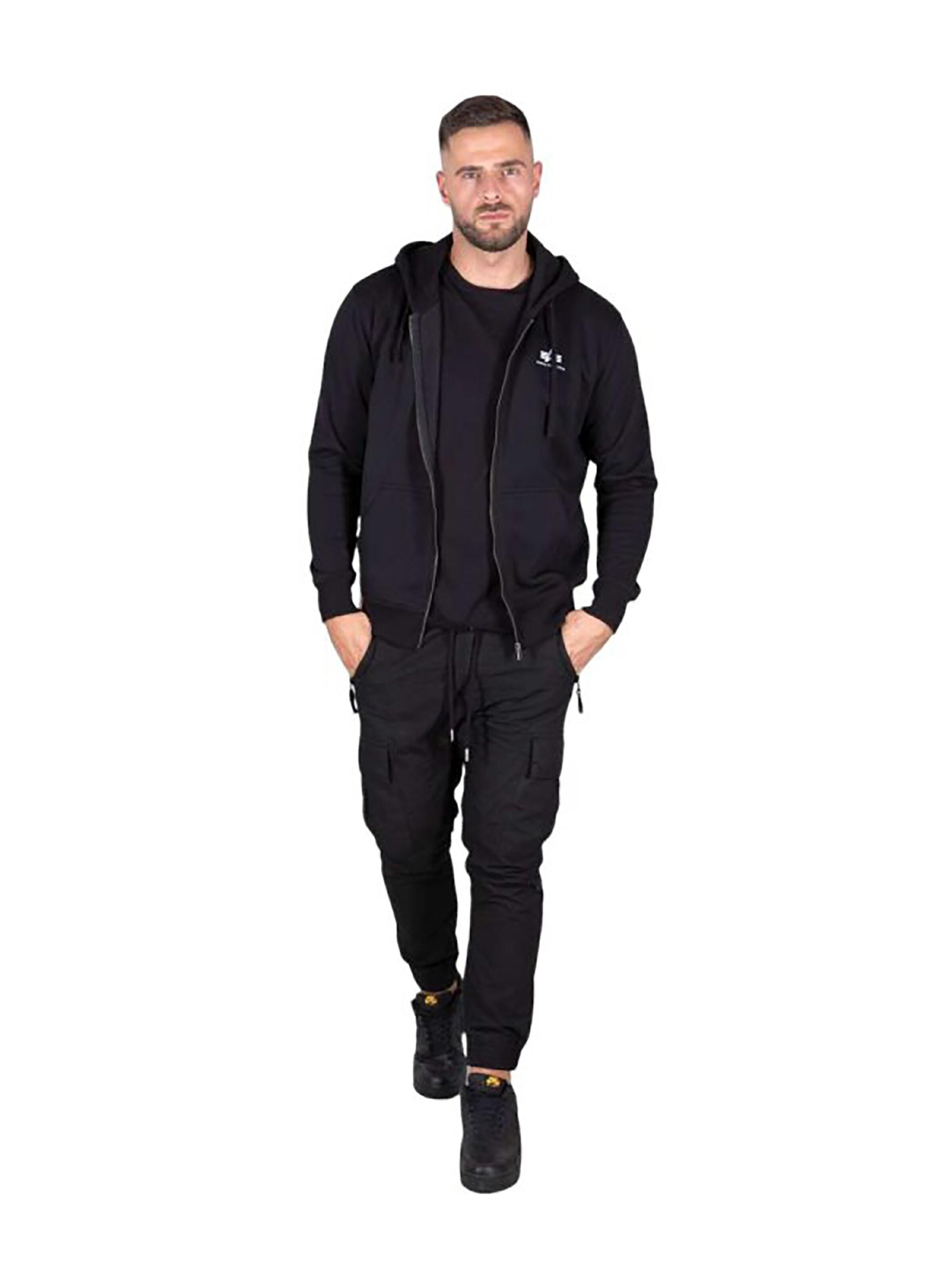 ALPHA INDUSTRIES Sweatshirt 'Basic Zip SL'‌‌‌‌‌‌‌ in Schwarz