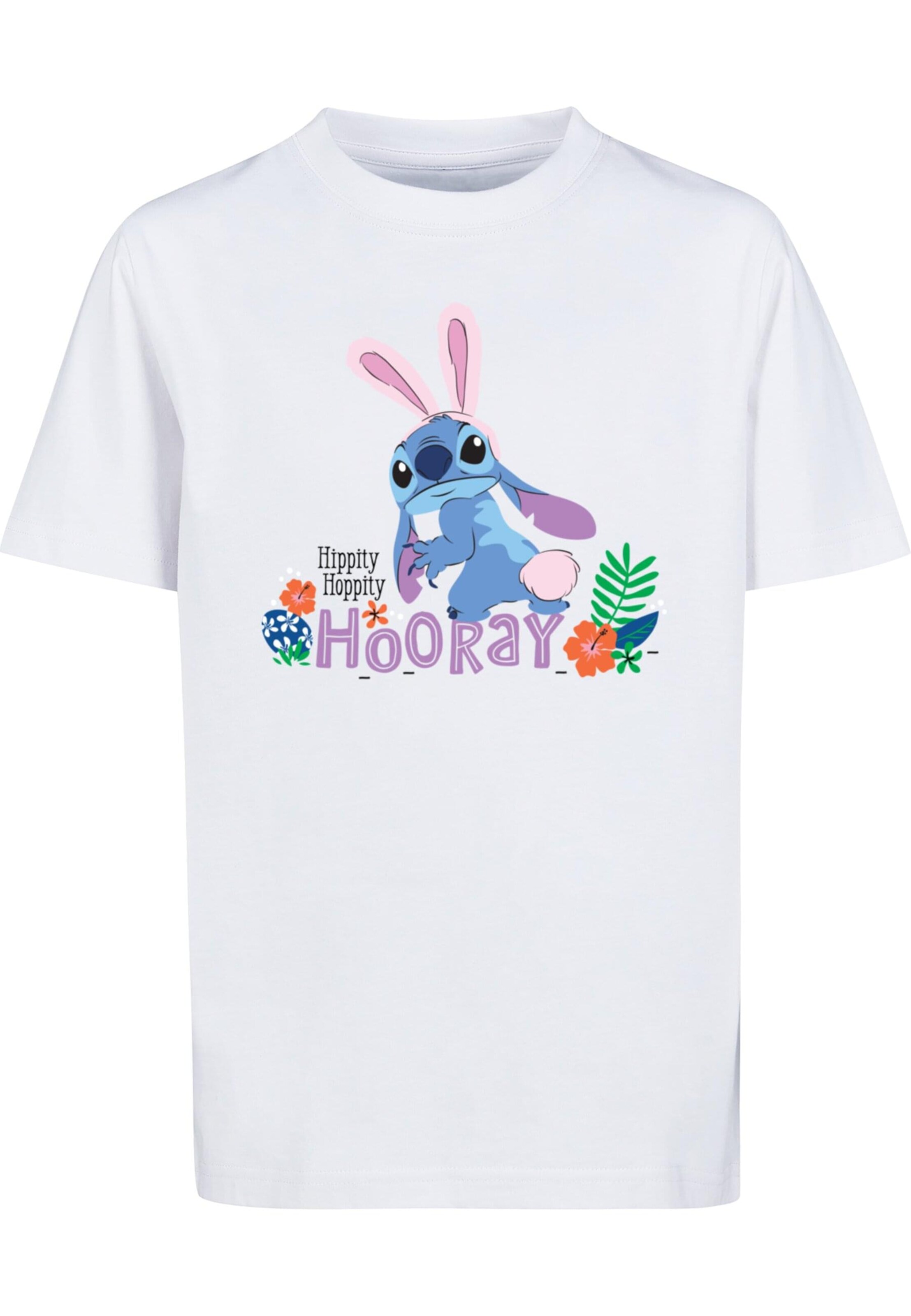 ABSOLUTE CULT Shirt 'Lilo And Stitch - Hippity Hoop Stitch' in Wit: voorkant
