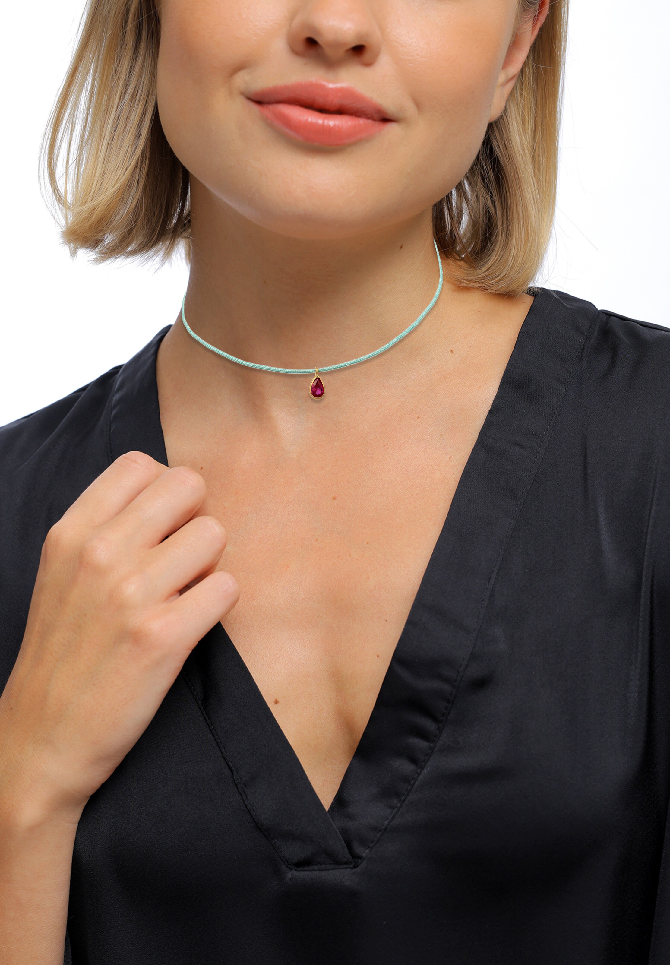 ELLI Necklace 'Tropfen' in Pink: front