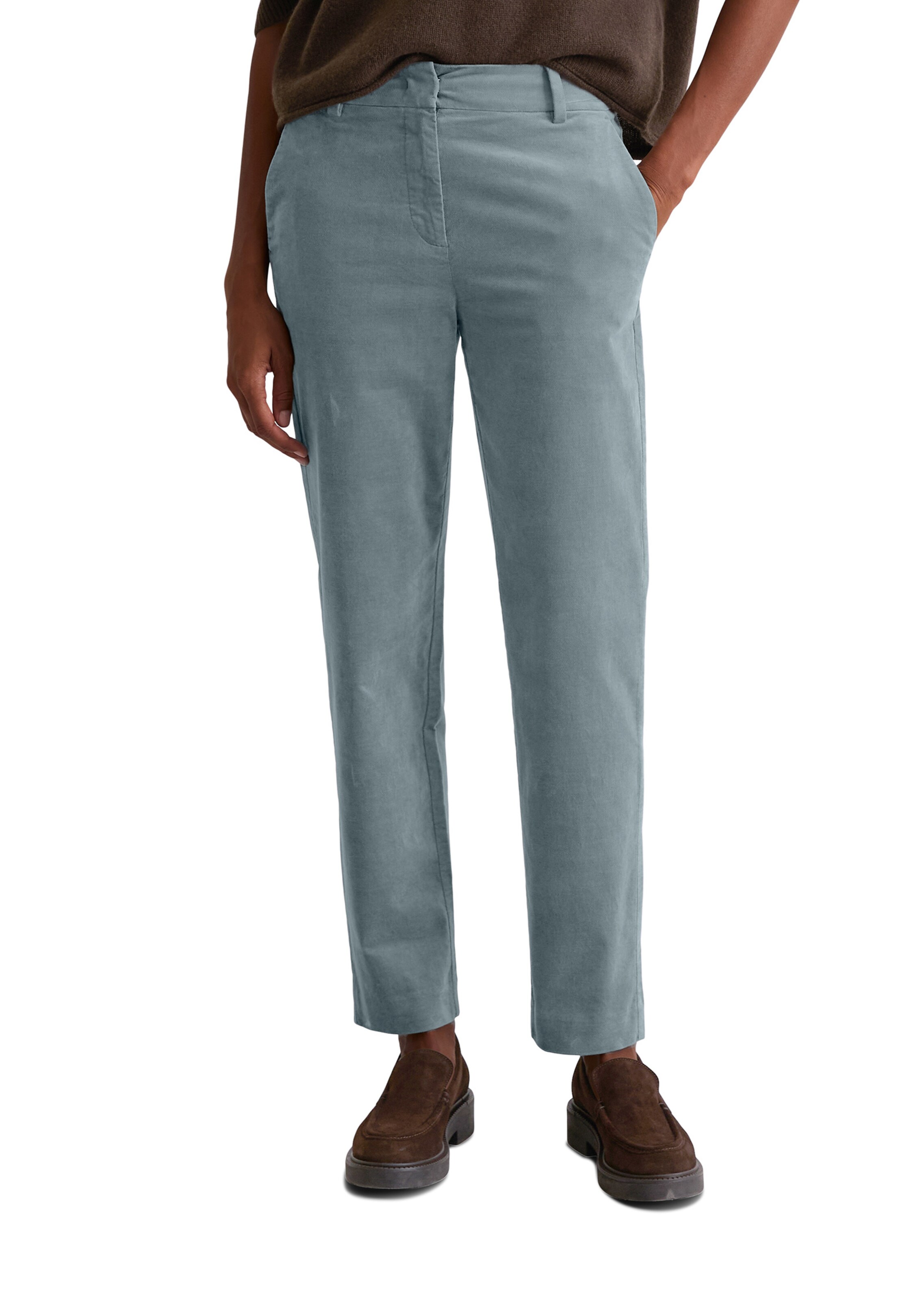 Marc O'Polo Tapered Broek in Blauw: voorkant