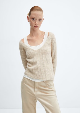 MANGO Trui 'Bateman' in Beige: voorkant