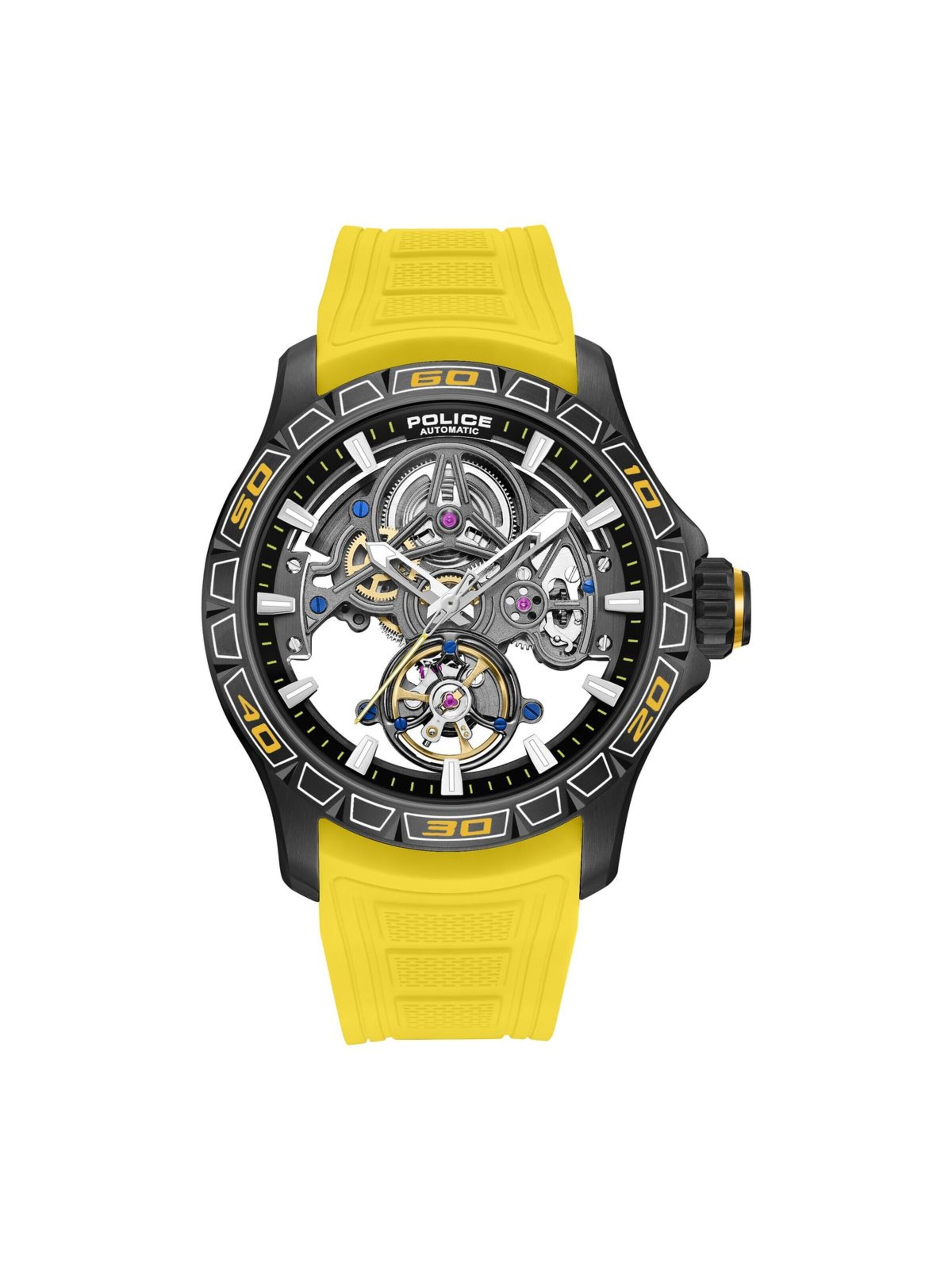 POLICE Analog Watch in Yellow: front