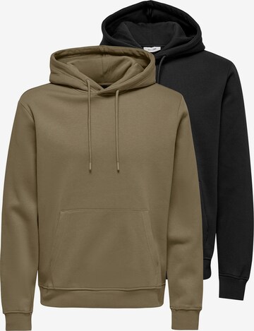 Only & Sons Sweatshirt 'Connor' in Brown: front