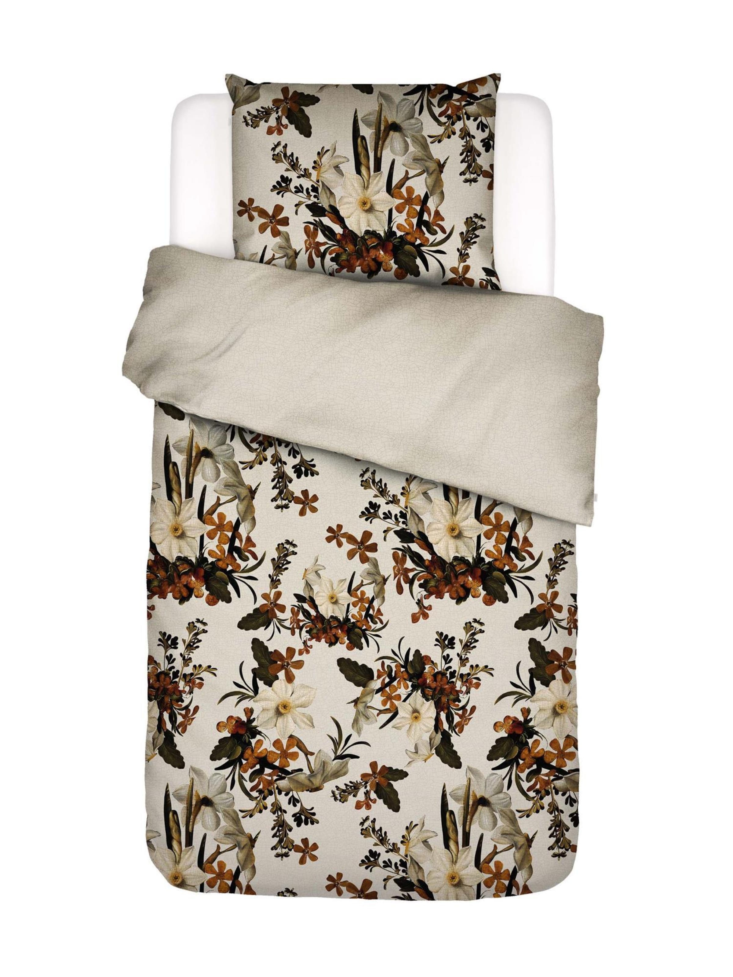 ESSENZA Duvet Cover 'Daffodils Reunited' in Beige: front