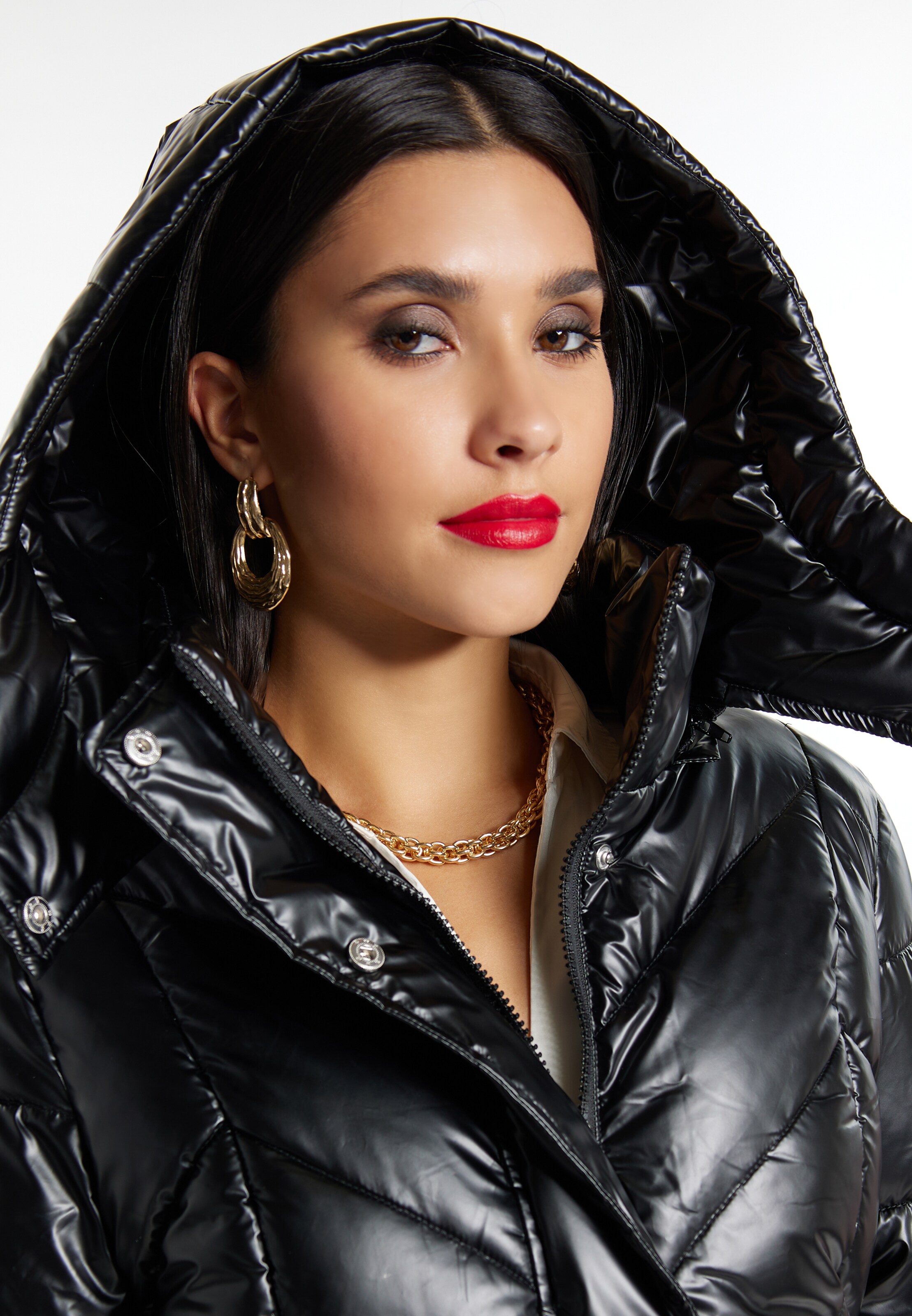 Black shiny 2025 winter coat