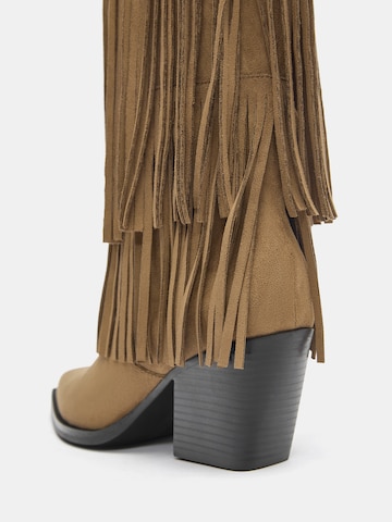 Pull&Bear Buty kowbojskie w kolorze beżowy