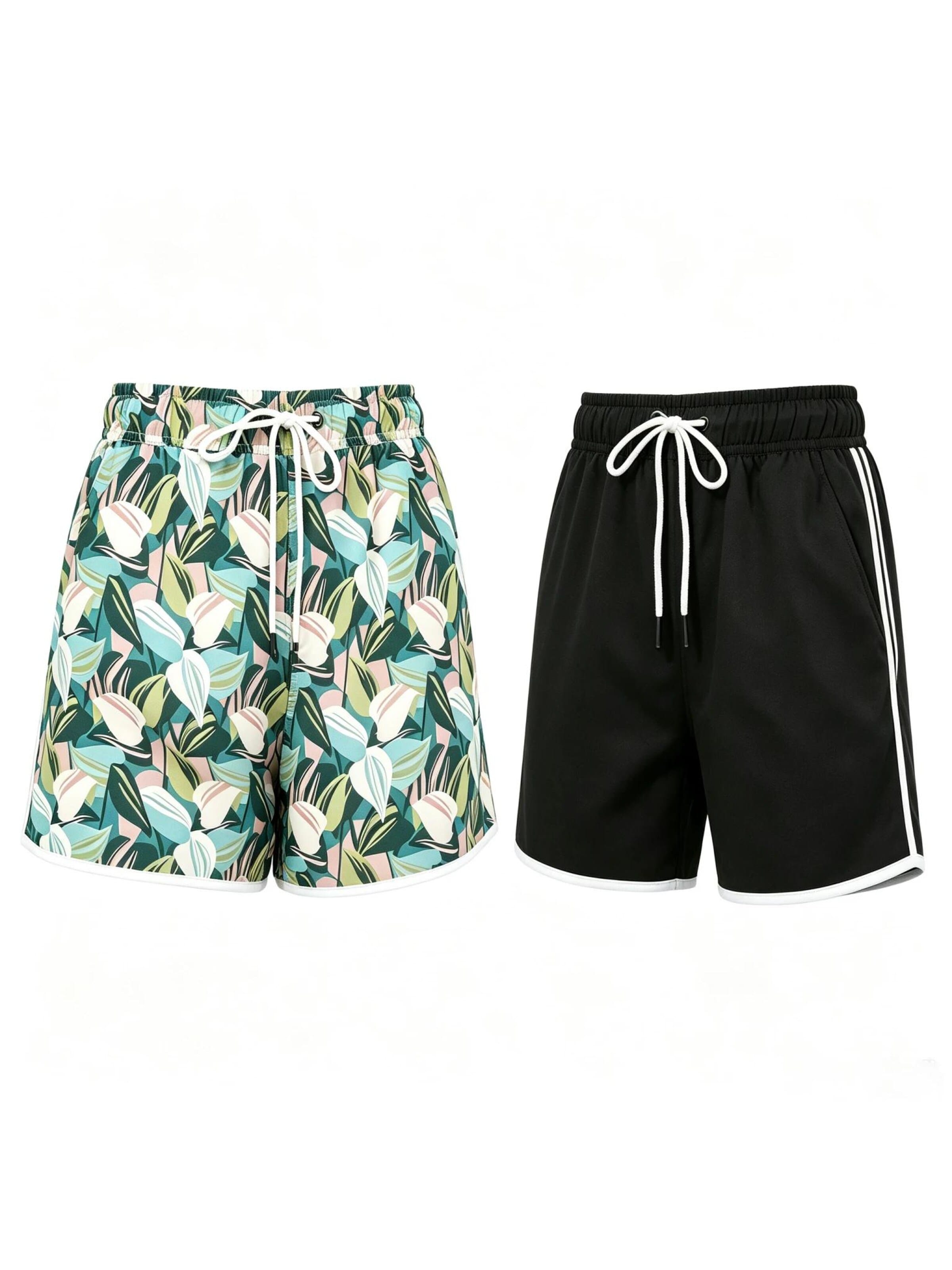 riemot Board Shorts 'riemot Pack of 2 Women's Swimming Shorts, Quick-Drying Beach Shorts with Elastic Waistband and Drawstring, Swimming Shorts with Mesh Lining and Pockets, Summer Shorts for Beach, Holidays and Leisure' in Green: front
