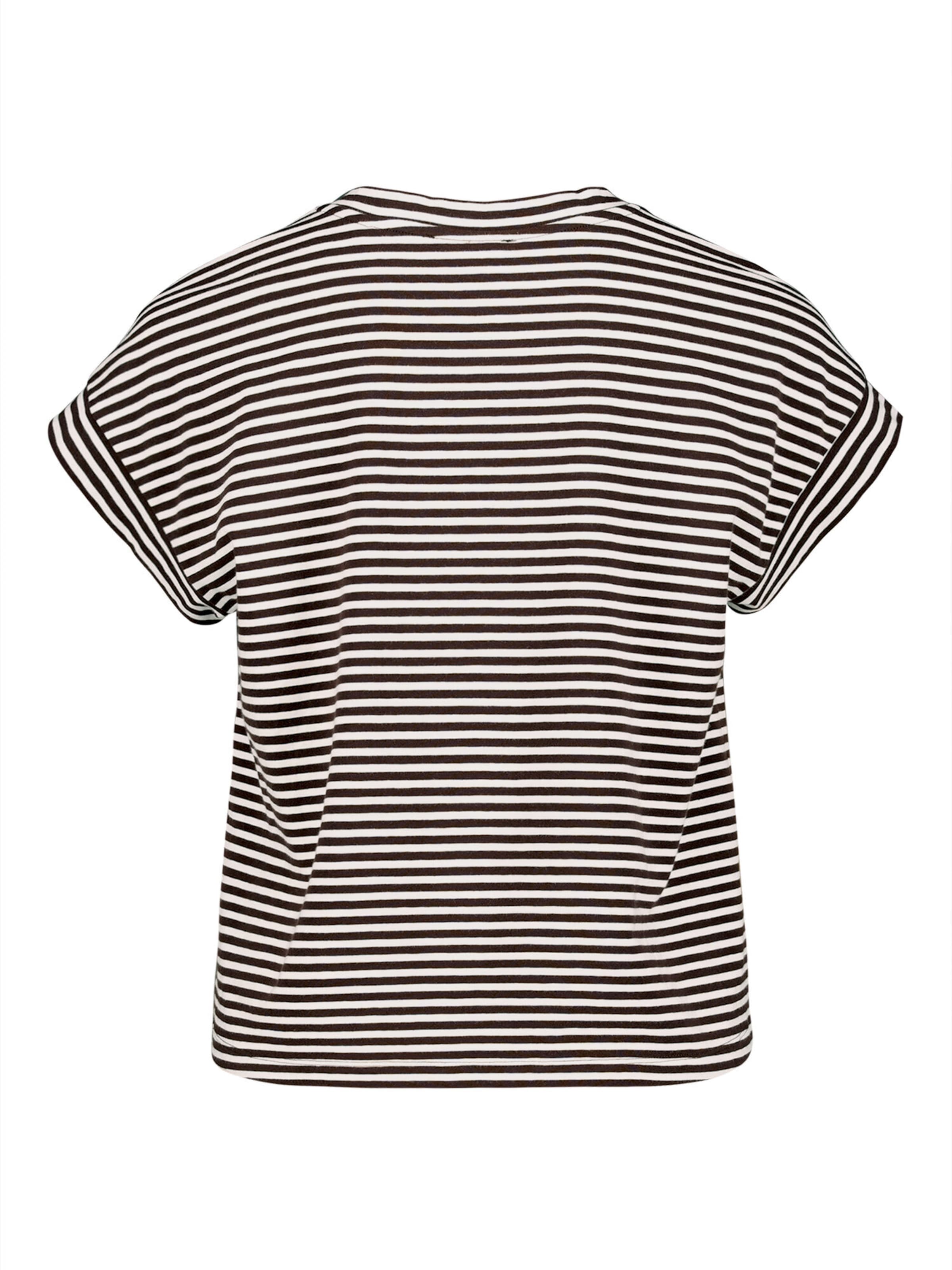 zero Streifenshirt mit V-Ausschnitt in Braun