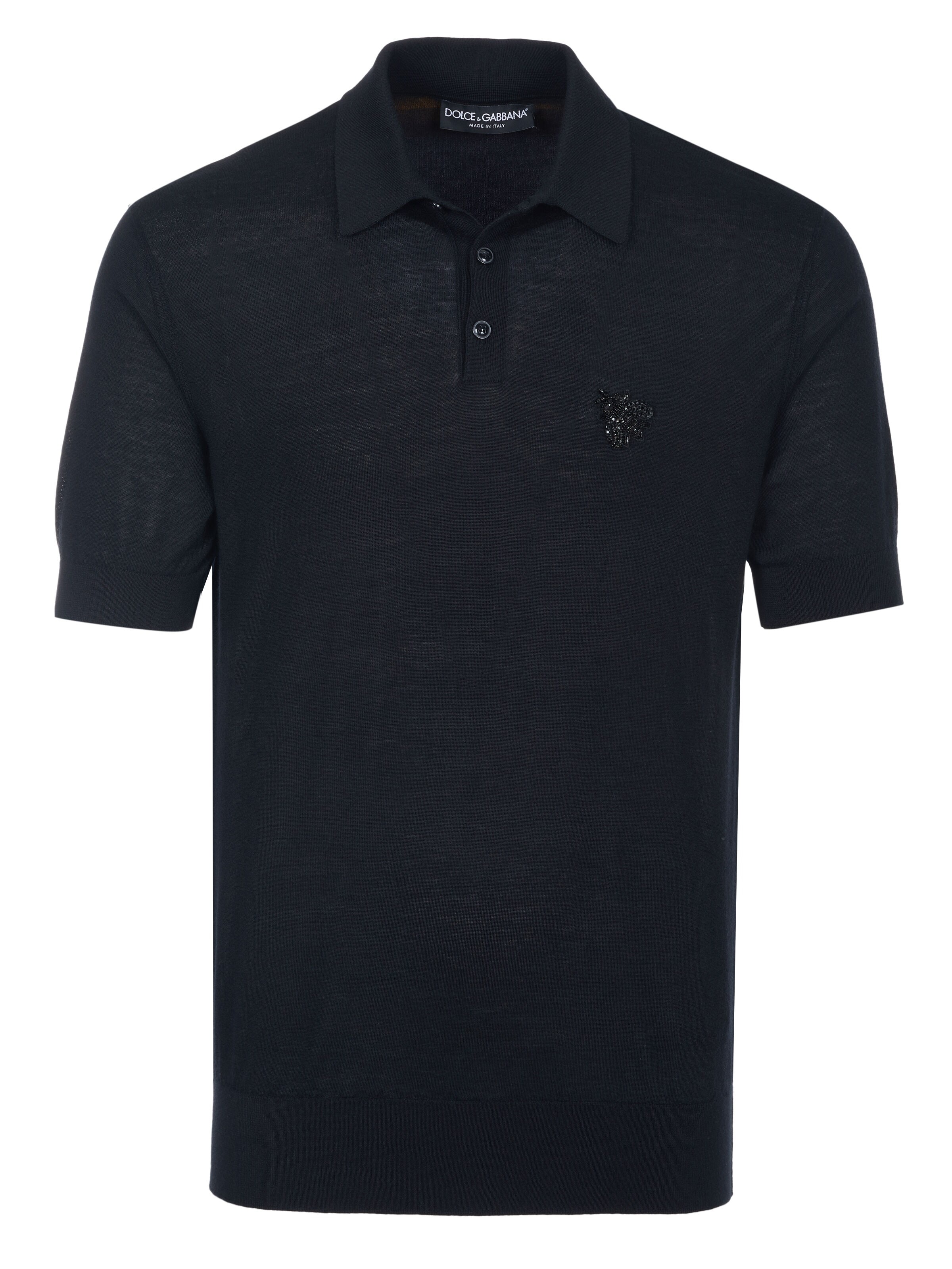 DOLCE & GABBANA Shirt 'Dolce & Gabbana Henley Strickpolo schwarz' in Black: front