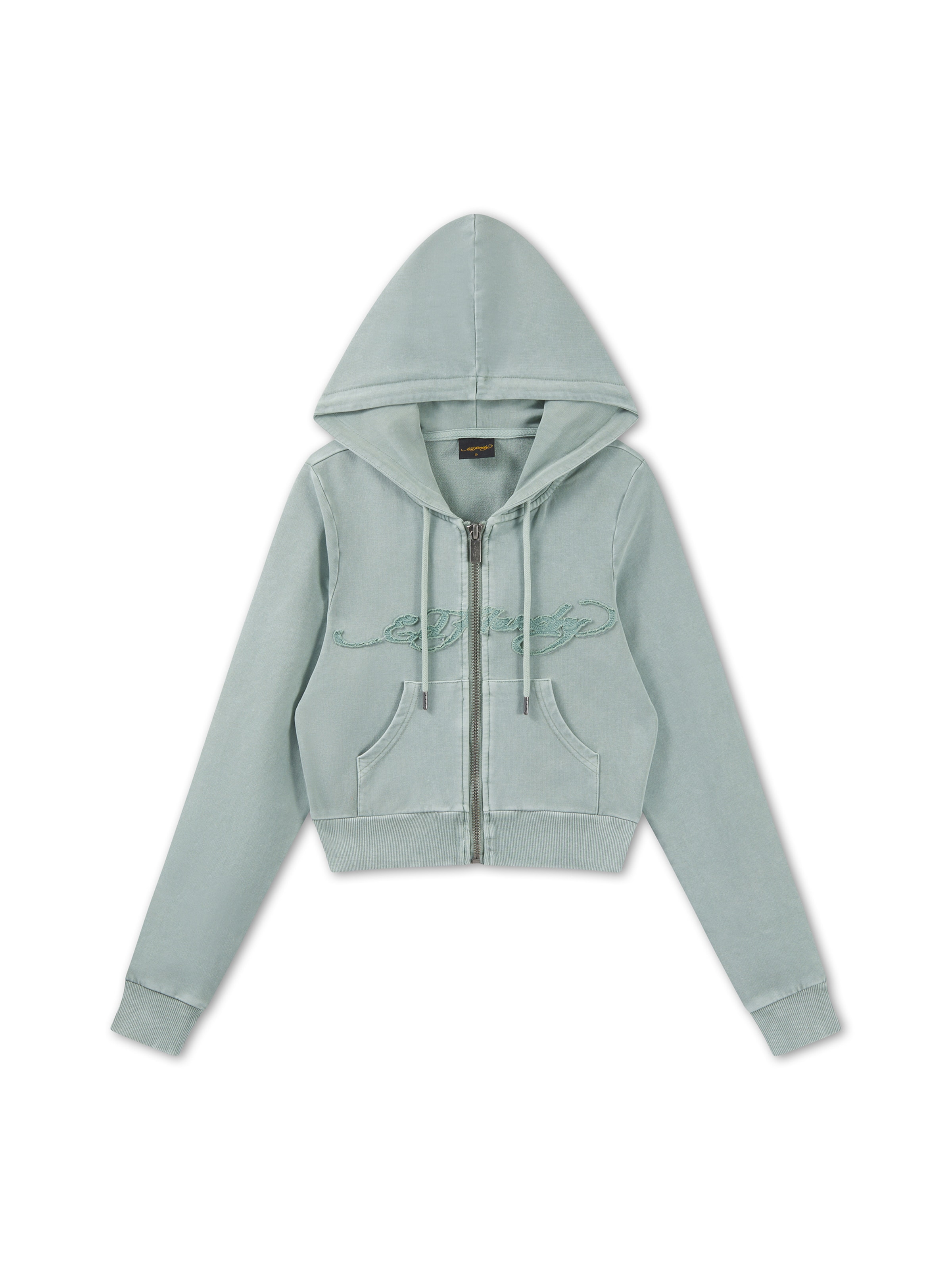 Ed Hardy - Sudadera con cremallera en verde: frente