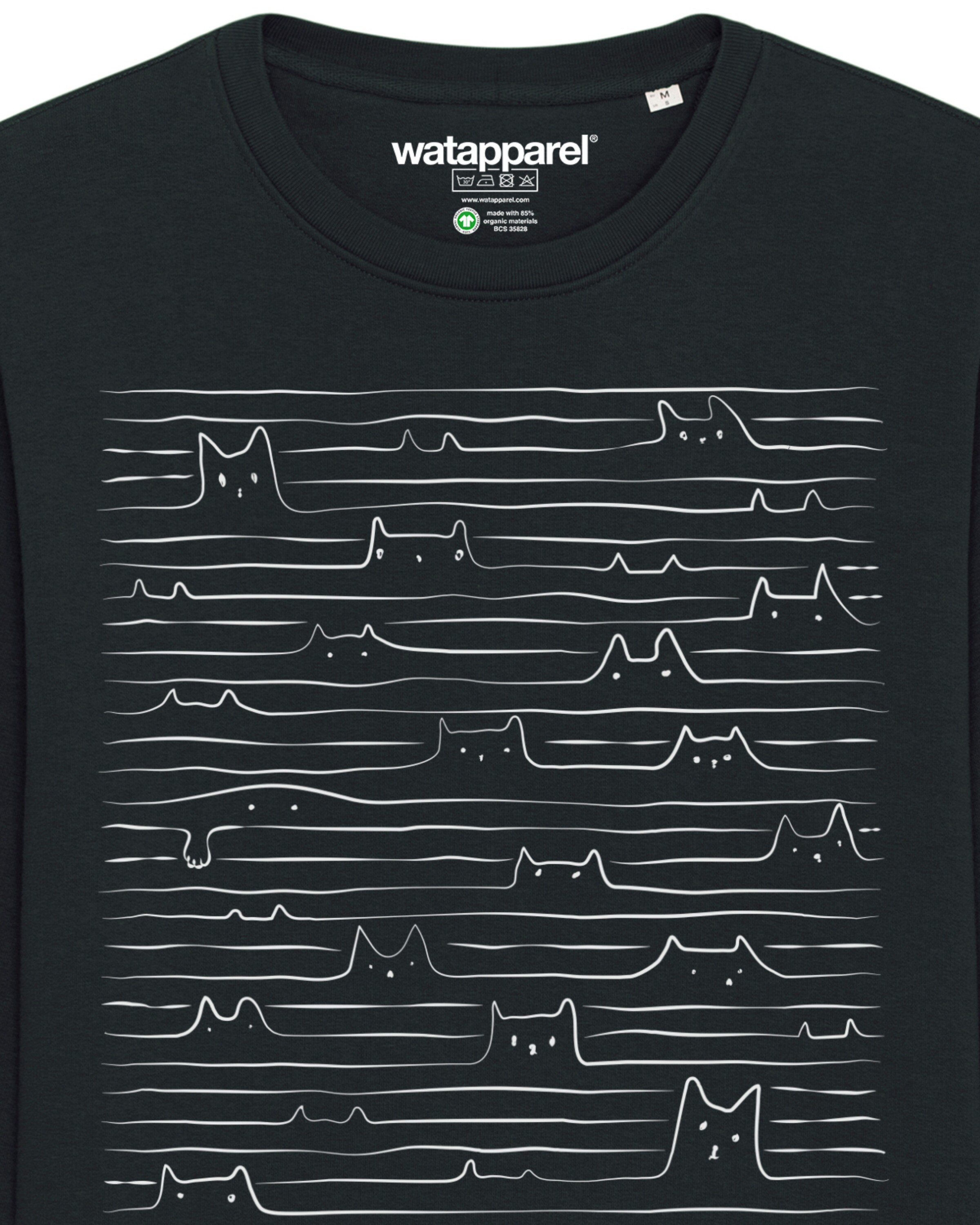 Watapparel Sweatshirt ' Doodle Cats ' in Zwart