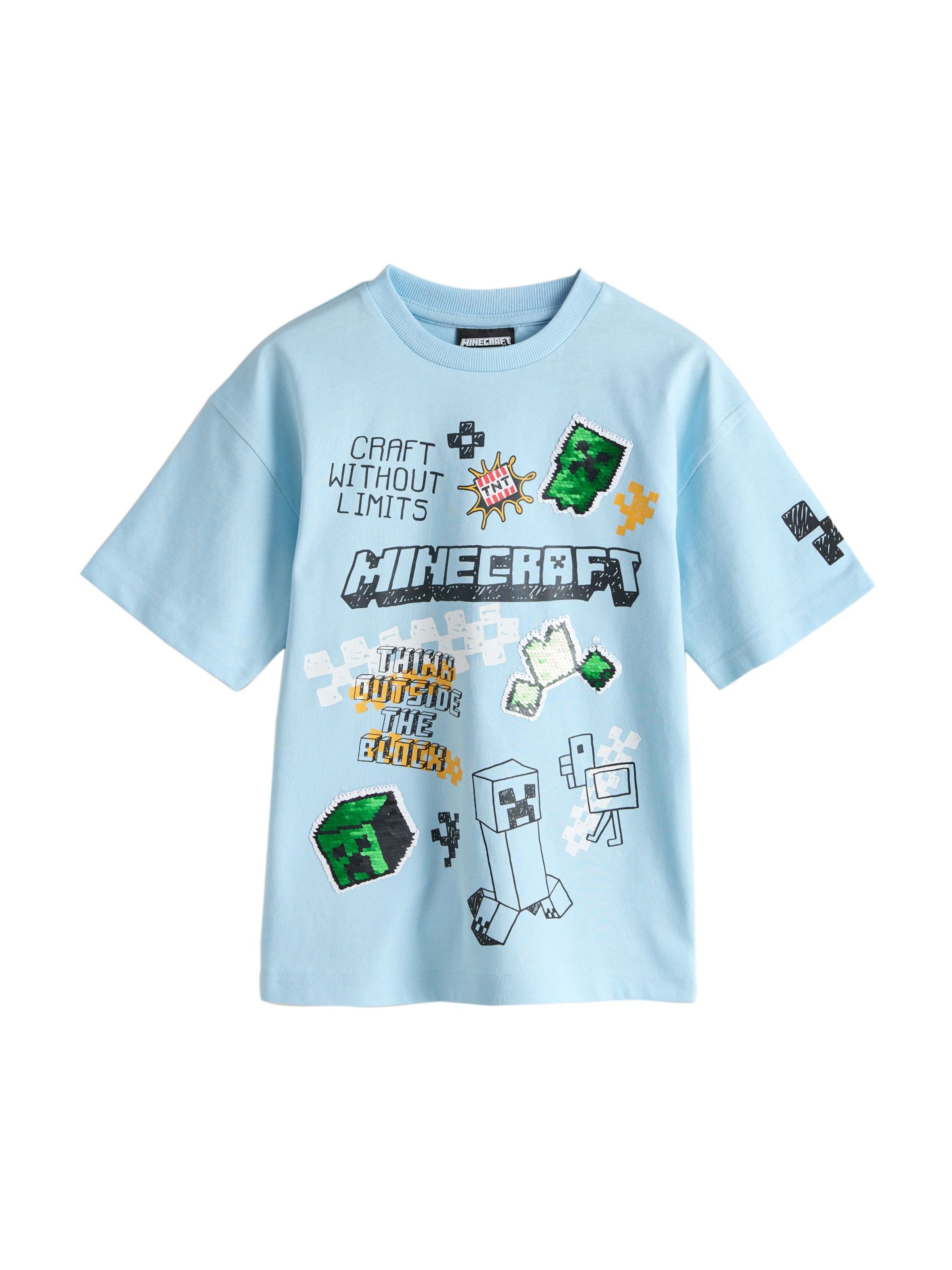 Next Shirt 'Minecraft' in Blauw: voorkant