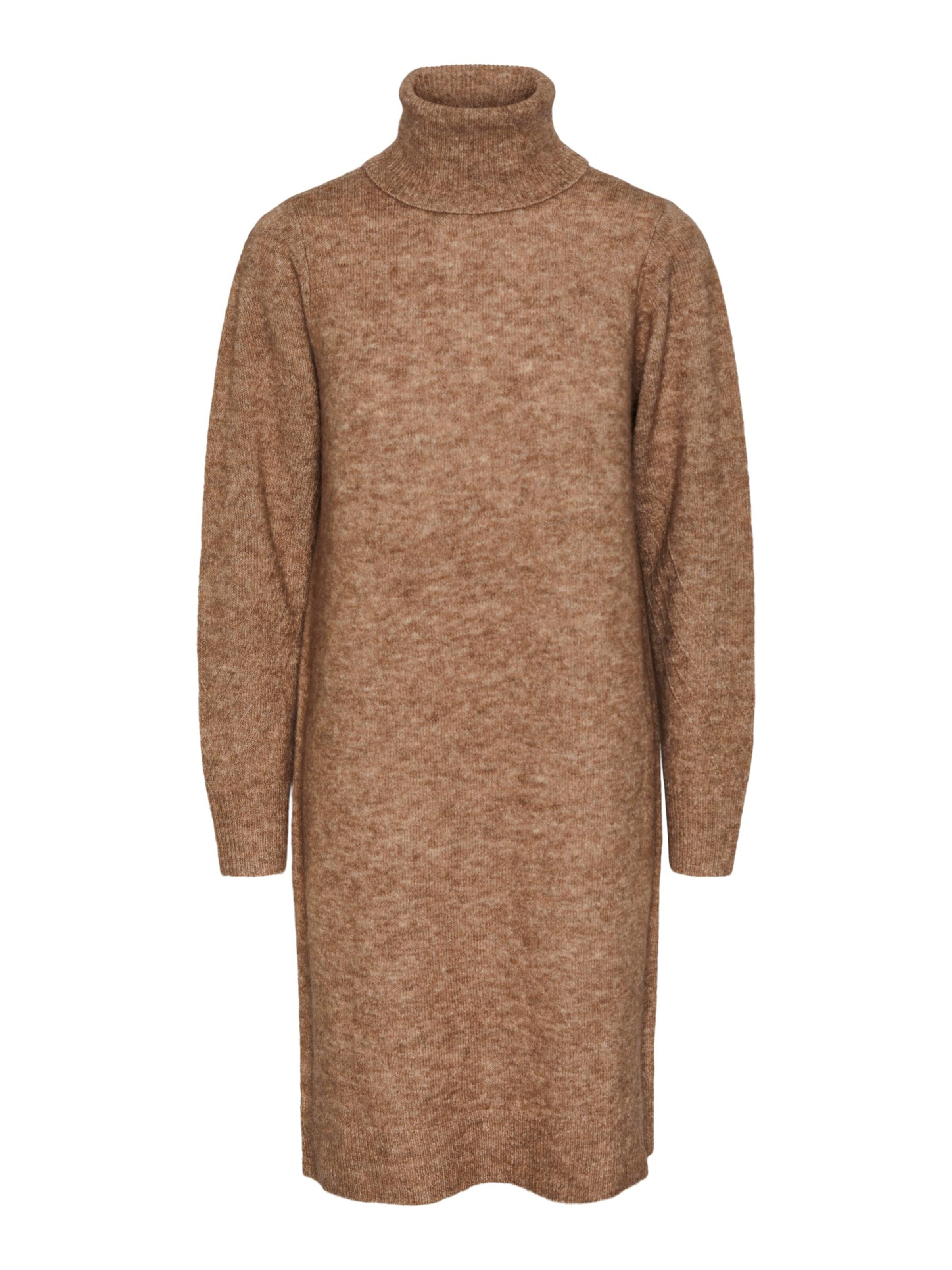 YAS Kootud kleit 'JULIETTA', värv pruun: eest vaates