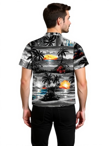 Hawaiihemdshop.de Regular fit Overhemd 'Night on Hawaii' in Grijs