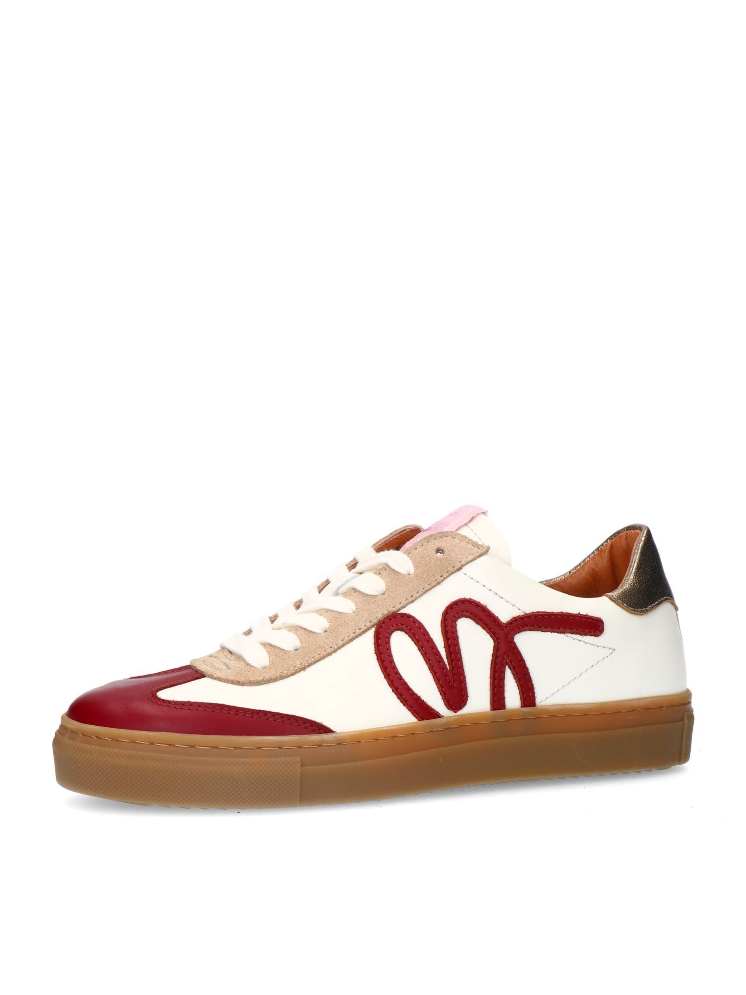 MANFIELD Sneaker in dunkelbeige / gold / karminrot / weiß, Produktansicht