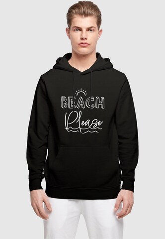 Merchcode Sweatshirt 'Beach Please' in Zwart: voorkant