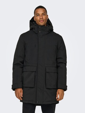 Only & Sons Зимняя парка 'ONSPrime' в Черный: спереди