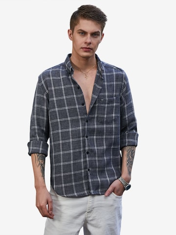 Campus SutraRegular Fit Košulja 'Jayleen' - siva boja: prednji dio